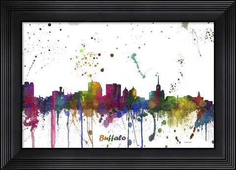 Framed Buffalo New York Skyline Multi Colored 1 Print