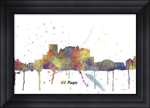 Framed El Paso Texas Skyline Multi Colored 1 Print