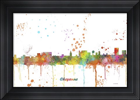 Framed Cheyenne Wyoming Skyline Print