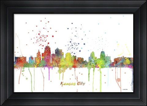 Framed Kansas City Missouri Skyline Multi Colored 1 Print