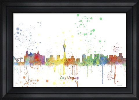 Framed Las Vegas Nevada Skyline Multi Colored 1 Print