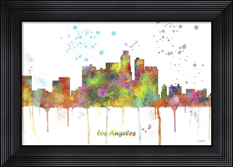 Framed Los Angeles California Skyline Multi Colored 1 Print