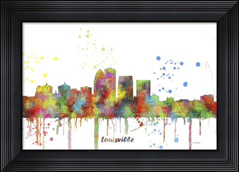 Framed Louisville Kentucky Skyline Multi Colored 1 Print