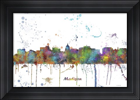 Framed Madison Wisconsin Skyline Multi Colored 1 Print