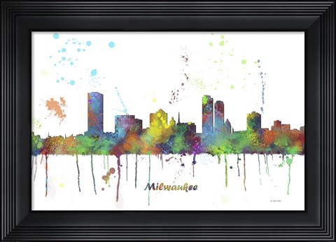 Framed Milwaukee Wisconsin Skyline Multi Colored 1 Print