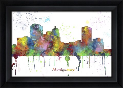 Framed Montgomery Alabama Skyline Multi Colored 1 Print
