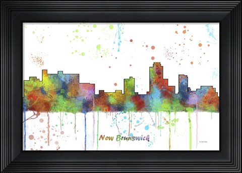 Framed New Brunswick New Jersey Skyline Multi Colored 1 Print