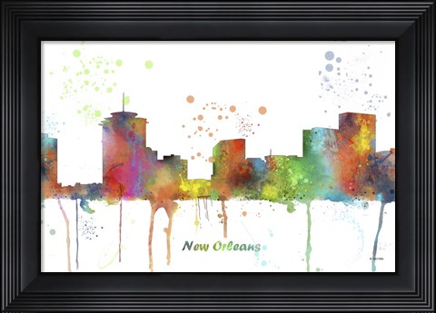 Framed New Orleans Louisiana Skyline Multi Colored 1 Print