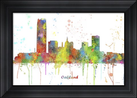 Framed Oklahoma City Oklahoma Skyline Multi Colored 1 Print