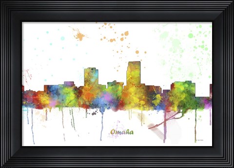 Framed Omaha Nebraska Skyline Multi Colored 1 Print