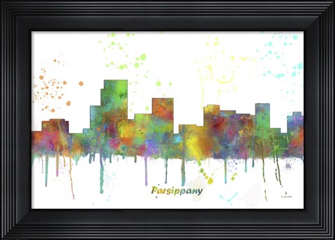 Framed Parsippany New Jersey Skyline Multi Colored 1 Print