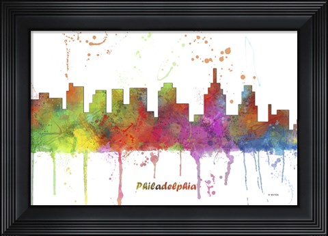 Framed Philadelphia Pennsylvania Skyline Multi Colored 1 Print