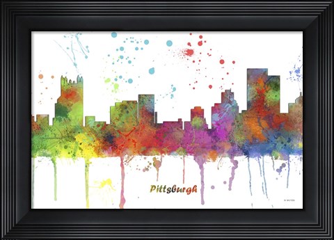Framed Pittsburgh Pennsylvania Multi Colored Print