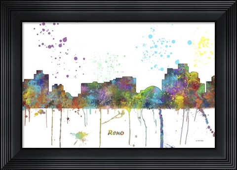 Framed Reno Nevada Skyline Multi Colored 1 Print