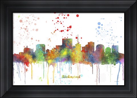 Framed Richmond Virginia Skyline Multi Colored 1 Print