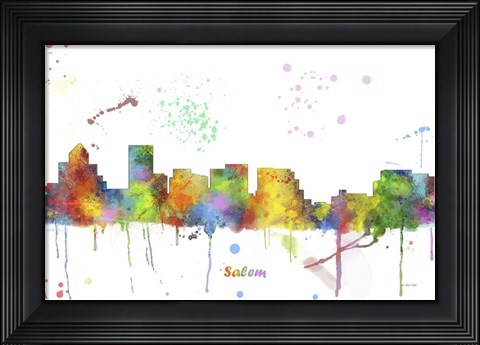 Framed Salem Oregon Skyline Multi Colored 1 Print