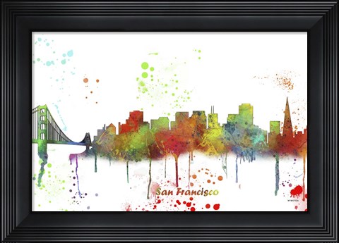 Framed San Francisco California Skyline Multi Colored 1 Print