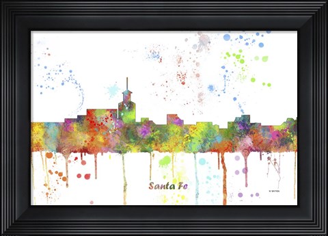 Framed Santa Fe New Mexico Skyline Multi Colored 1 Print