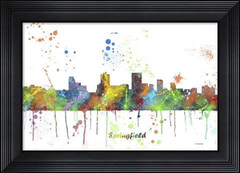 Framed Springfield Illinois Skyline Multi Colored 1 Print