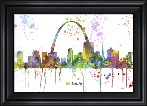 Framed St Louis Missouri Skyline Multi Colored 1 Print