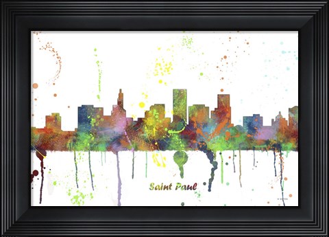 Framed St Paul Minnesota Skyline Multi Colored 1 Print