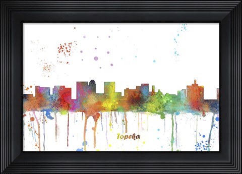 Framed Topeka Kansas Skyline Multi Colored 1 Print