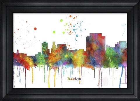 Framed Trenton New Jersey Skyline Multi Colored 1 Print
