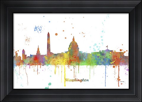 Framed Washington DC Skyline Multi Colored 1 Print