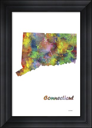 Framed Connecticut State Map 1 Print