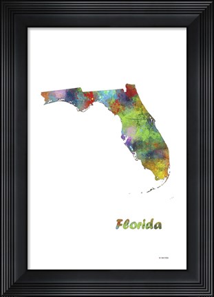Framed Florida State Map 1 Print