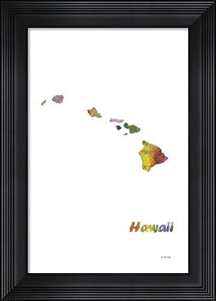 Framed Hawaii State Map 1 Print