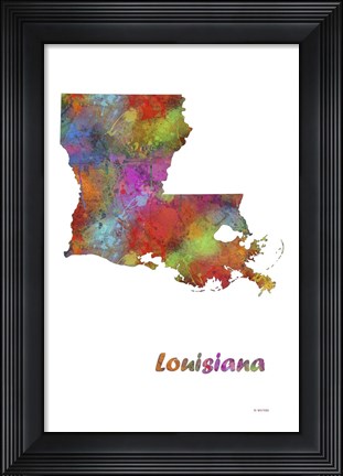 Framed Louisiana State Map 1 Print
