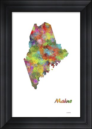 Framed Maine State Map 1 Print