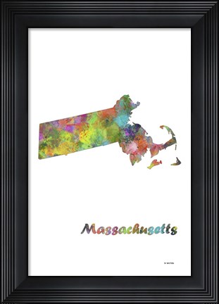 Framed Massachusetts State Map 1 Print