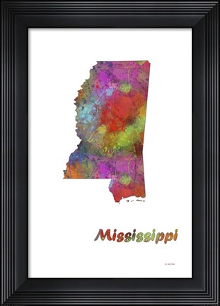 Framed Mississippi  State Map 1 Print