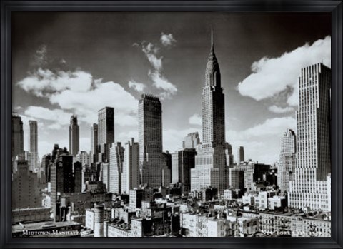 Framed Midtown Manhattan NYC 1939 Print