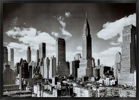 Framed Midtown Manhattan NYC 1939 Print