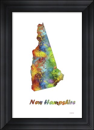 Framed New Hampshire State Map 1 Print