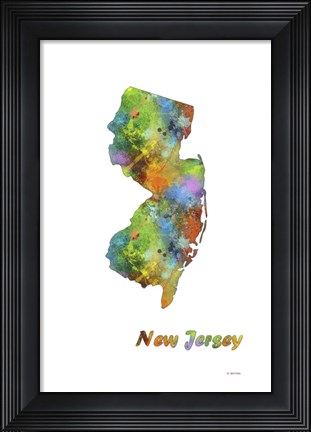 Framed New Jersey State Map 1 Print