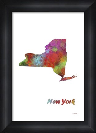 Framed New York State Map 1 Print