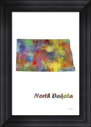 Framed North Dakota  State Map 1 Print