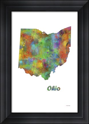 Framed Ohio  State Map 1 Print