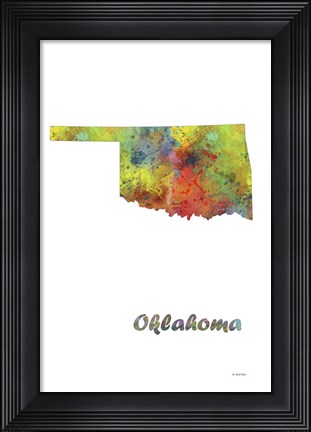 Framed Oklahoma State Map 1 Print