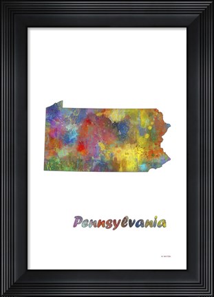 Framed Pennsylvania State Map 1 Print