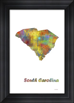 Framed South Carolina State Map 1 Print
