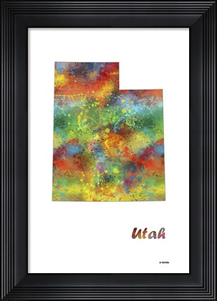 Framed Utah State Map 1 Print