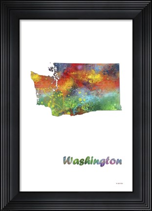 Framed Washington State Map 1 Print