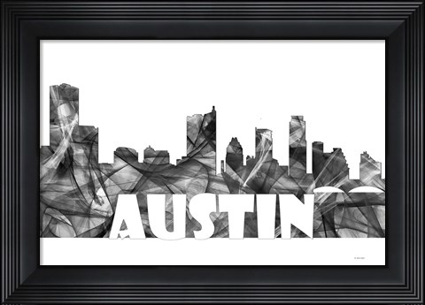 Framed Austin Texas Skyline BG 2 Print