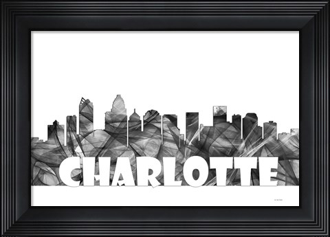 Framed Charlotte NC Skyline BG 2 Print