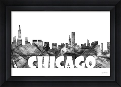 Framed Chicago Illinois Skyline BG 2 Print